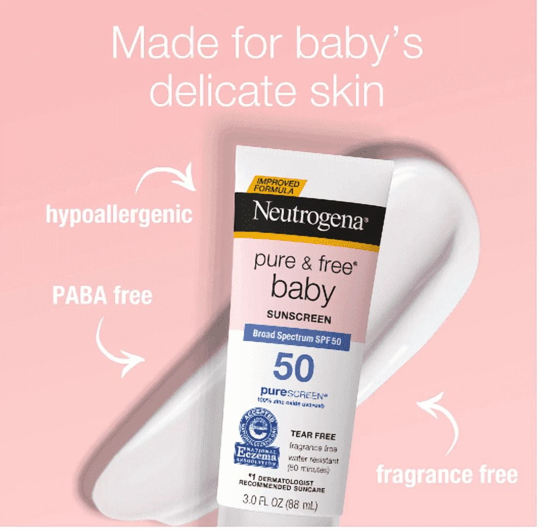 Neutrogena Pure & Free Baby Sunscreen Lotion SPF 50 3 oz (Pack of 4)