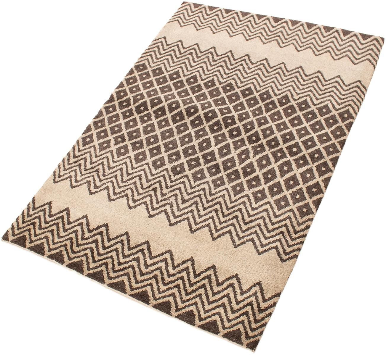 ECARPETGALLERY 5'5" x 8'0" Moroccan Tangier Hand-knotted Area Rug for Living Room, Dining Room and Bedroom in Brown