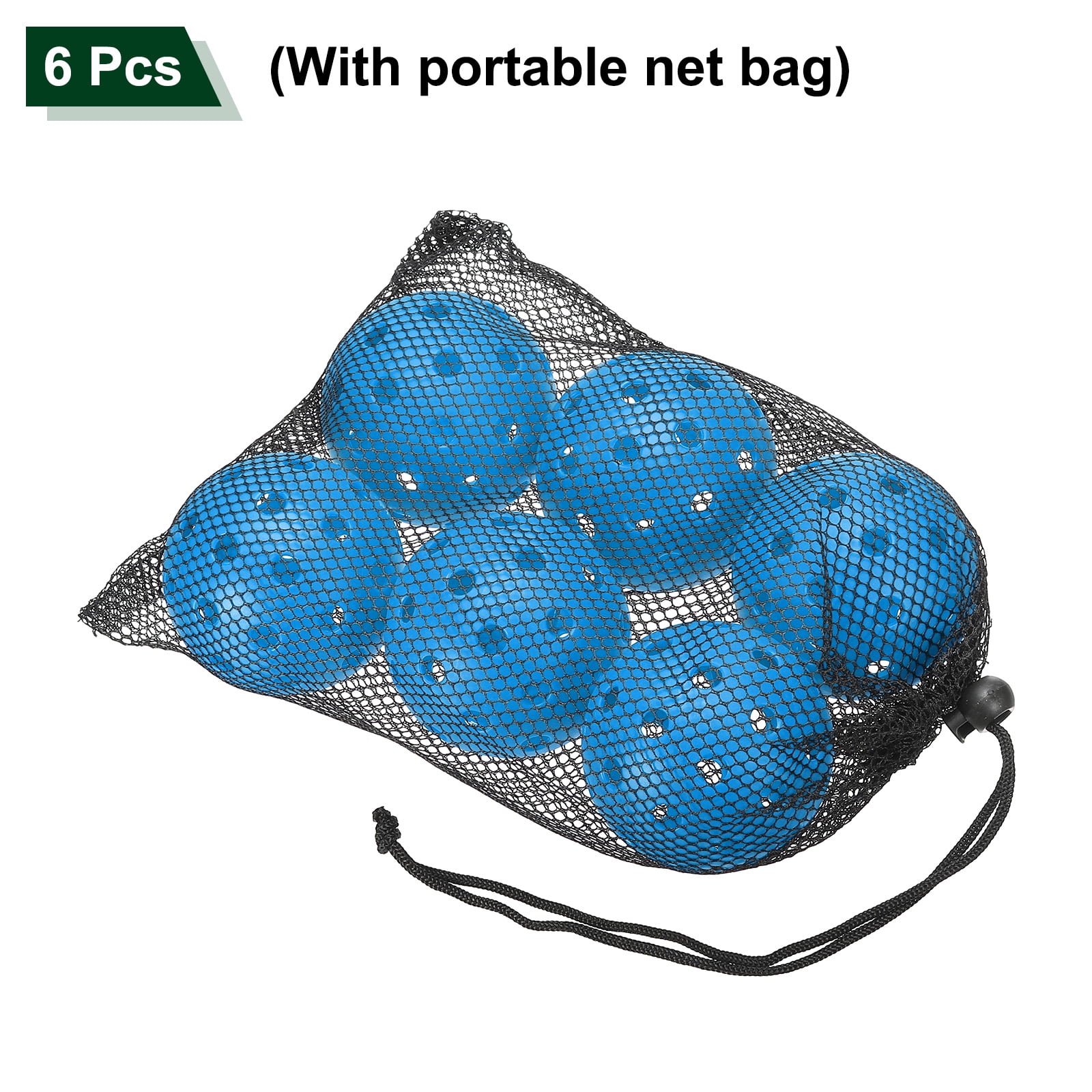 Luminous Pickleball Balls 40 Holes Glow in the Dark Pickleball Balls with Mesh Bag Blue, 6 Pack