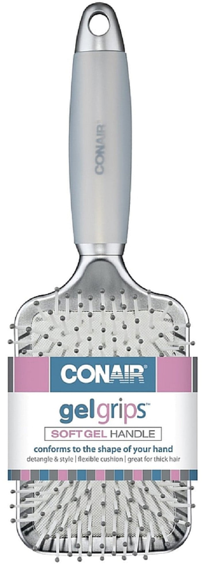 Conair Gel Grips Soft Gel Handle Paddle Brush, Colors May Vary 1 ea
