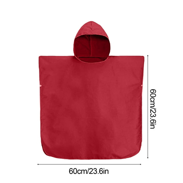 Beach Changing Robe 24x24in Fast Dry Surf Poncho Hooded Wetsuit Cover Adjustable Sleeves Swimming Cover Red