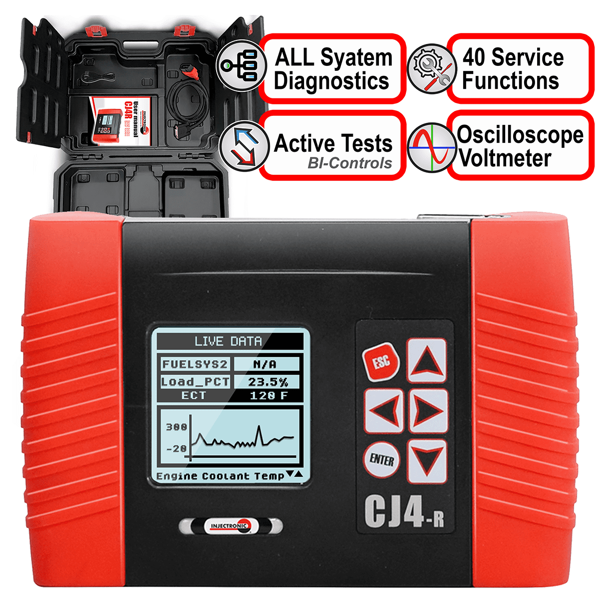 CJ250 OBD2 Diagnostic Scanner By Injectronic – Enhanced Code Reader, Live Data, I/M Readiness, Vehicle Diagnostics