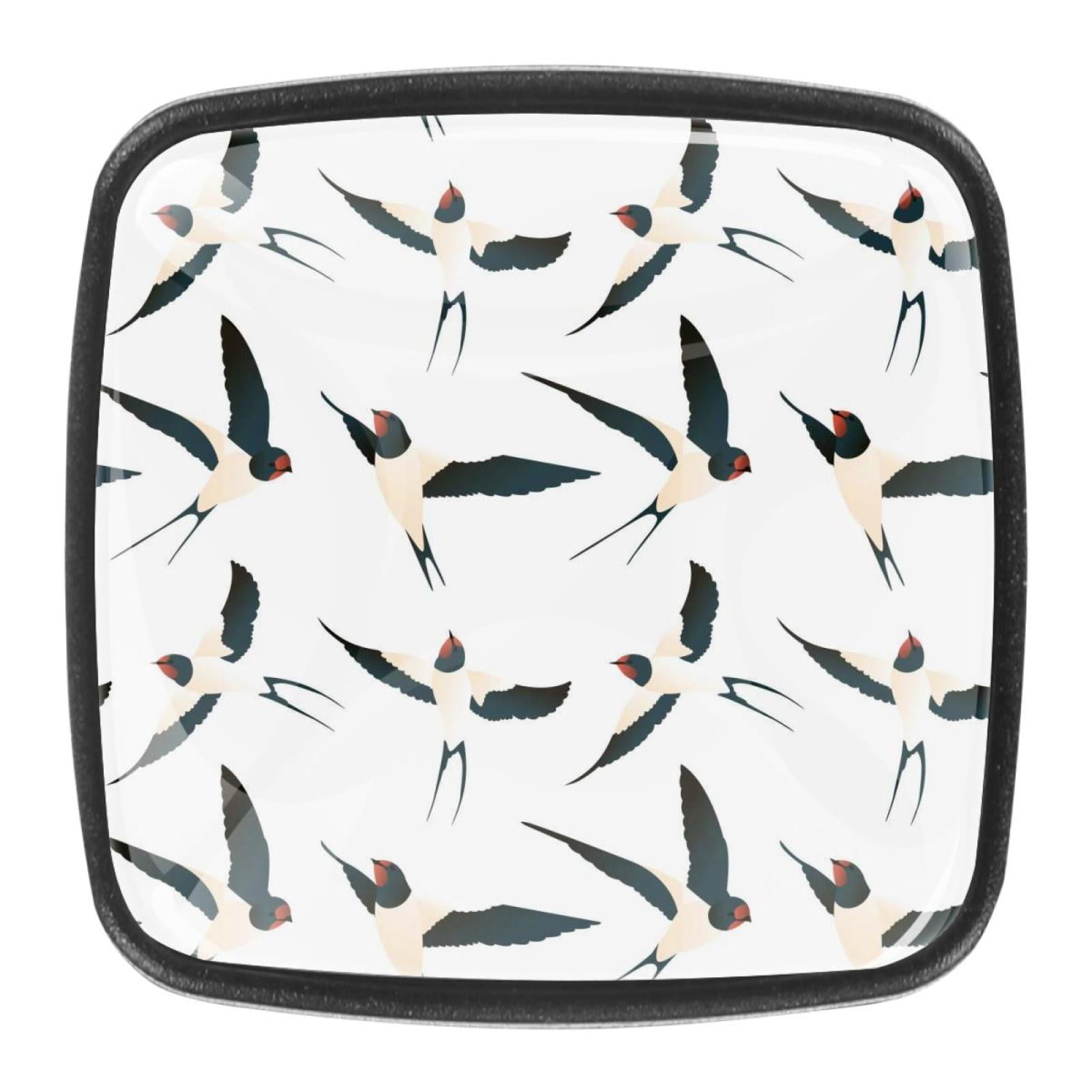Ownta Pretty Swallows Square Glass Drawer Handles Knobs Pulls With