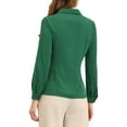 thumbnail image 3 of Allegra K Women's Button up Career Peter Pan Collar Long Bishop Sleeve Shirt, 3 of 6