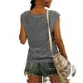 thumbnail image 6 of Qwertyu Tank Top for Women Solid Color V Neck Sleeveless Causal Sexy Shirts Hawaiian Beach Holiday Sports Workout Running Tees Summer Basic Tops Gray XL, 6 of 6
