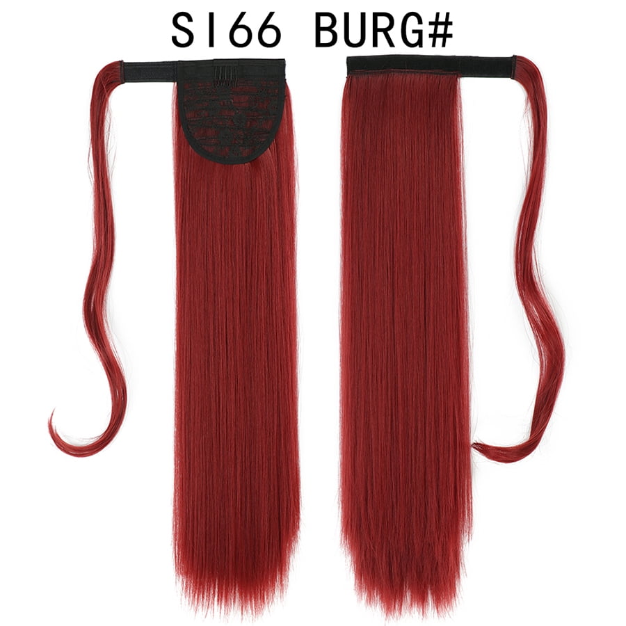 22Inch Synthetic Long Straight Ponytail Hair Extension Wrap Around Clip In Ponytail Hair Heat Reistan Pony Tail Hairpiece Blonde
