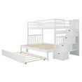 thumbnail image 6 of Aukfa Twin Over Full Bunk Bed with Trundle Bed, Wood Storage Stairway Bunk Bed with Drawer and Cabinet for Kids Bedroom - White, 6 of 8
