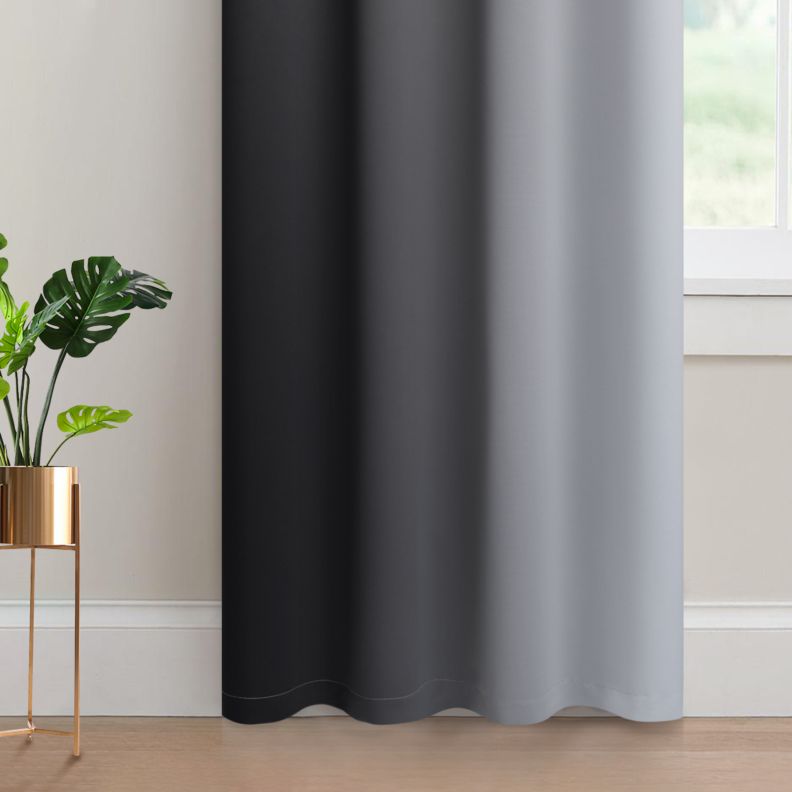 Yakamok Ombre Blackout Curtains 2 Panels, 52x84 inches, Black photo 5