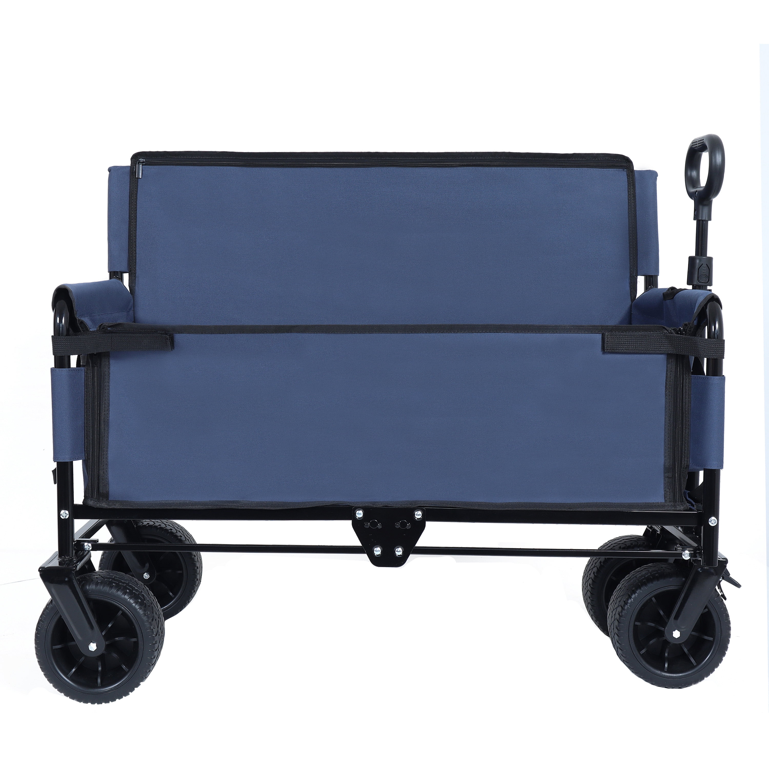 3-in-1 Convertible Folding Wagon Cart with Bench Seat & Storage, 500LBS Capacity 180L Large Space, All-Terrain Wheels, Heavy-Duty Carbon Steel Frame