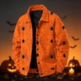 thumbnail image 6 of Havenx Men's Halloween Print Corduroy Jacket Long Sleeve Button Down Jacket with Pockets Lapel Collar Coats Loose Fit Fall Winter Vintage Casual Clothing,Saffron 3XL, 6 of 6