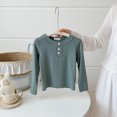 thumbnail image 6 of Child Girls Shirts Long Sleeve Henley T Shirts Button Up Slim Fit Tops Basic Tees Round Neck Ribbed Knit Shirts Girls Fall Winter Clothes Size 9-10T, 6 of 6