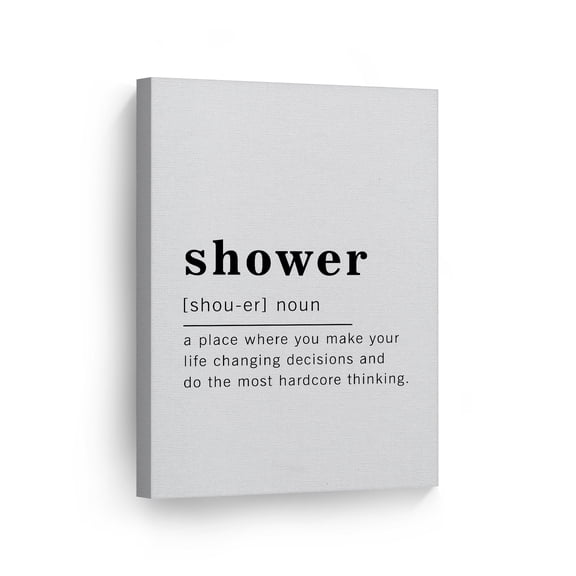 Smile Art Design Funny Noun Dictionary Definition of Shower Canvas Print Inspirational Quote Sign Office Living Room Bedroom Bathroom Wall Decor Wall Art Home Decor Ready to Hang Made in USA 12x8