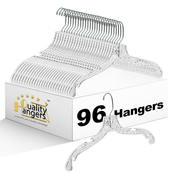 Perchas de plástico transparentes Quality Hangers, paquete de 96, 43 cm