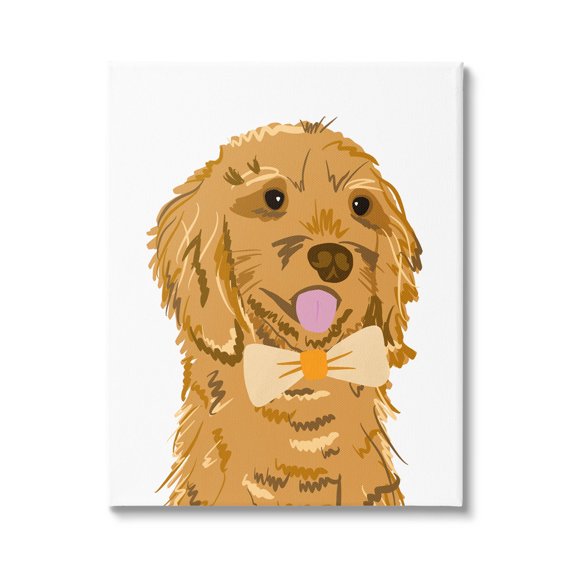 Golden Retriever Puppy Bowtie Pet Animals & Insects Graphic Art Gallery Wrapped Canvas Print Wall Art