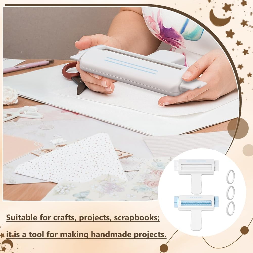 2 Pcs Craft Paper Crimper 2 Styles Plastic Paper Crimper Tool Rollers with 3 Rolls Double Sided Adhesive Tape for Scrapbooking Supplies Multi-color