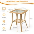 thumbnail image 5 of Ktaxon 18x18in Wicker Side Table with Glass Top, 2-Tier End Table for Patio Garden Porch Balcony Indoor Outdoor Use, Yellow, 5 of 6