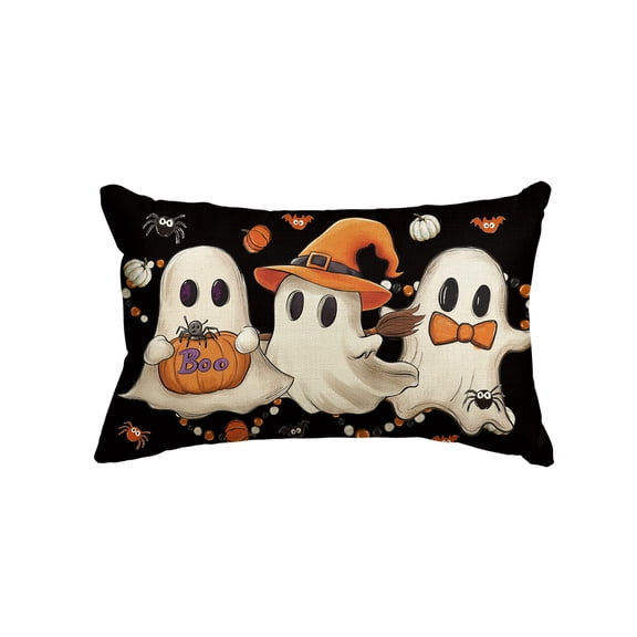 Sm:)e Boo Magic Ghost Halloween Throw Pillow Cover 12x20 Inch, Black