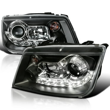 Spec-D Tuning LED Black Projector Headlights Compatible with 1999-2004 Volkswagen Jetta/Bora Mk4, Left + Right Pair Headlamps Assembly