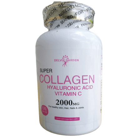 Collagen with Hyaluronic Acid and Vitamin C – 2000 mg Per Serving, 120 Capsules, Type I & III Collagen Supplement
