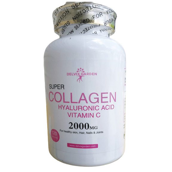 Collagen with Hyaluronic Acid and Vitamin C – 2000 mg Per Serving, 120 Capsules, Type I & III Collagen Supplement
