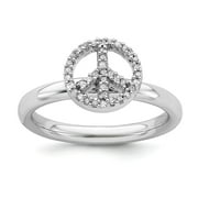 925 Sterling Silver Stackable Expressions Peace Symbol Diamond Ring Size: 9; for Adults and Teens; for Women and Men