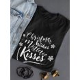 thumbnail image 3 of Christmas Wishes Mistletoe Kisses Snowflakes Around Women Black T-Shirt, Female x-Large, 3 of 4