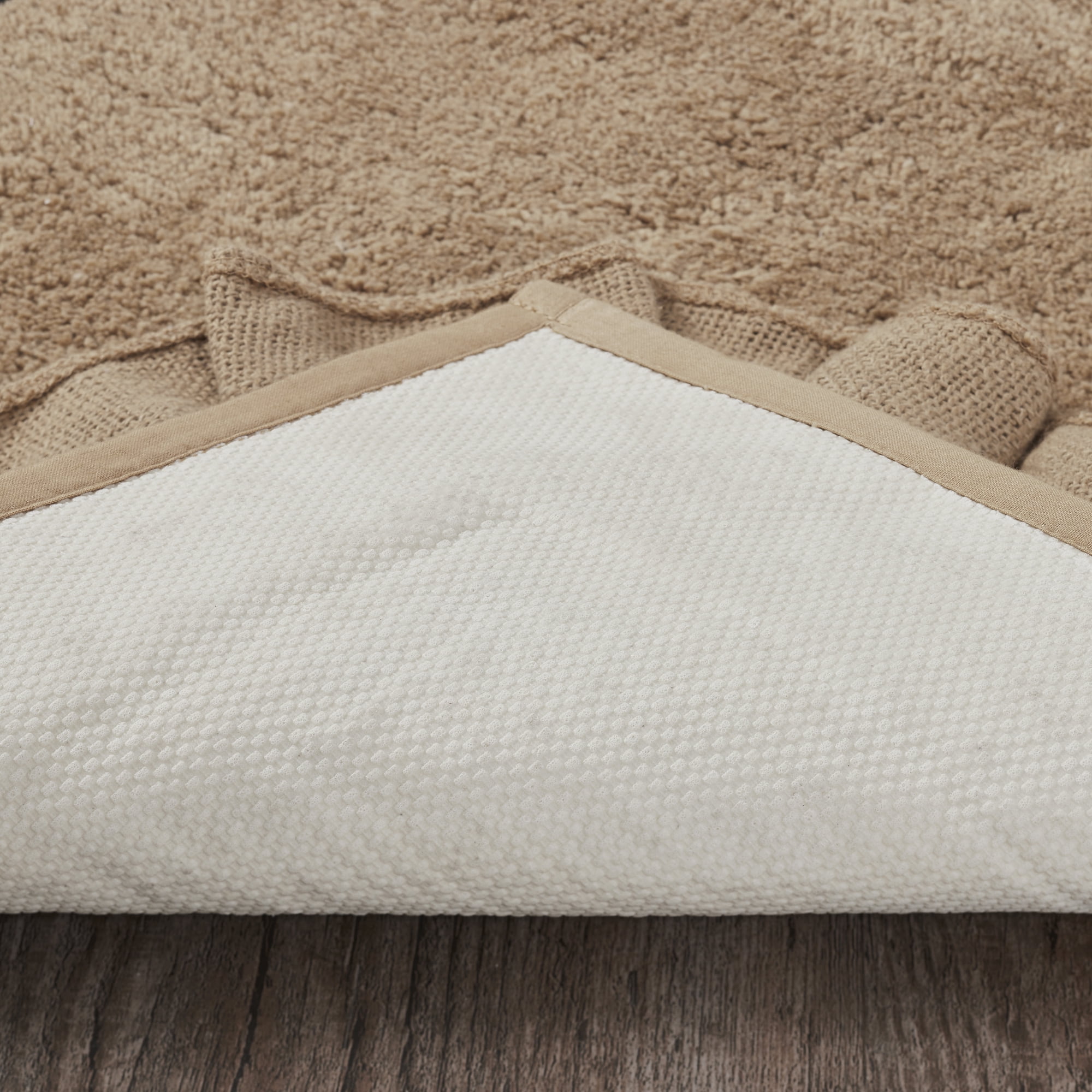 VHC Brands Burlap Check Bath Mat, Natural and Burgundy, 27x48