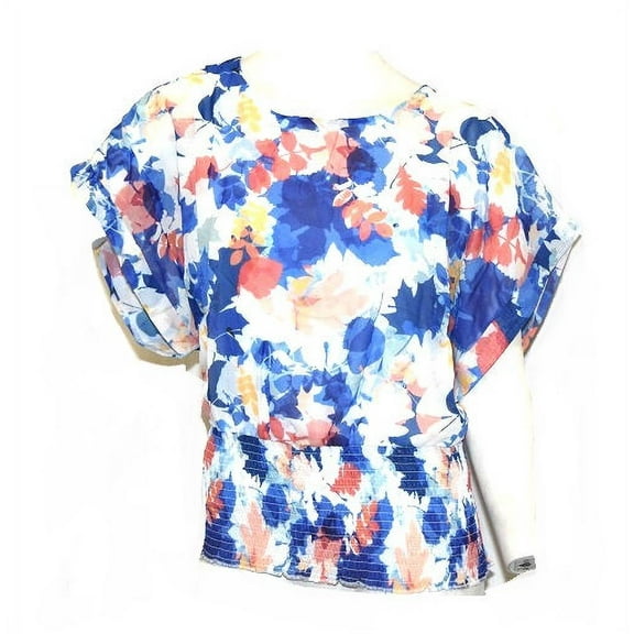 Masseys Women's Ruched Waist Blouson in Coral Multi - 4X