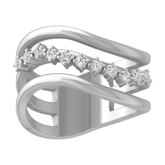 ARAIYA FINE JEWELRY 10K White Gold Round Diamond Fashion Band Ring (1/5 cttw, I2-I3 Clarity, I-J Color) Size 6