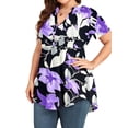 thumbnail image 4 of TARAINYA Plus Size Blouses for Women Button Short Sleeve Shirts Casual V Neck Tunic Tops, 4 of 10