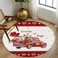 thumbnail image 3 of Valentine's Day Washable Round Area Rug 7 ft, Red Pink Rose Truck Plaid Love Heart, Soft Non Slip Rugs Stain Repellent Indoor Felt Carpet for Living Dining Room Bedroom Home Office, 3 of 9