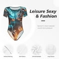 thumbnail image 4 of Pofeuu Blue Dragon And White Tiger Print Short Sleeve Body Suits Women Round Neck Bodysuits for Women Onesie Adult Set Body Suit-, 4 of 7
