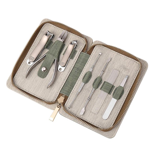 Juego de cortaúñas 7x, kit de aseo profesional de acero inoxidable, herramientas para el cuidado de uñas