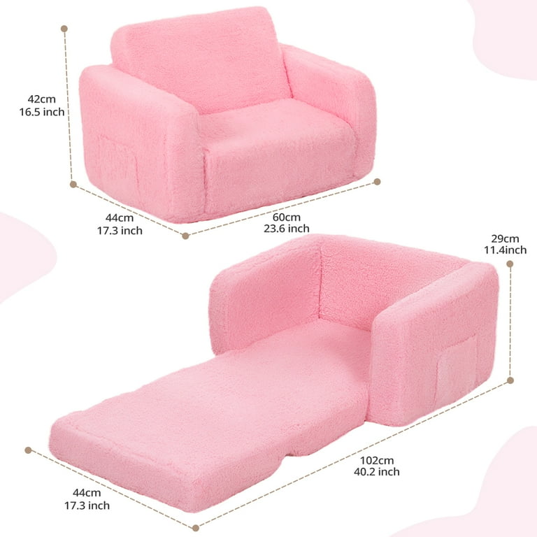 Caveen Kids Sofa, 2-in-1 Foldable Toddler Chair and Lounger