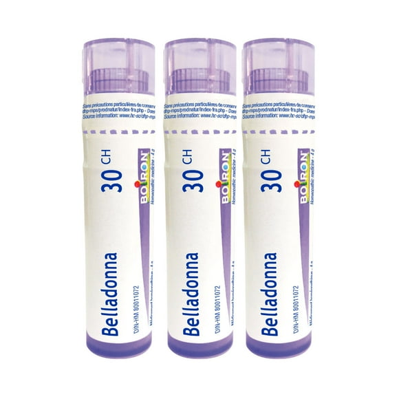 Boiron Belladonna 30 Pcs – Médicament Homéopathique, Boîte de 3 Tubes (4 g Chacun, Env. 80 Pastilles par Tube)