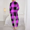 thumbnail image 5 of Bingfone Womens Pajama Sets Purple Black Buffalo Plaid Print,Long Sleeve Loungewear Pajamas Set-Small, 5 of 9