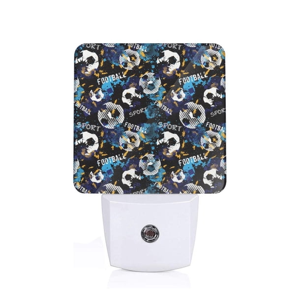 Balery Football Luz Nocturna LED con Sensor Automático, Enchufe con Sensor Crepuscular, Luz Suave de 0.5W para Dormitorio, Pasillo, Baño-US