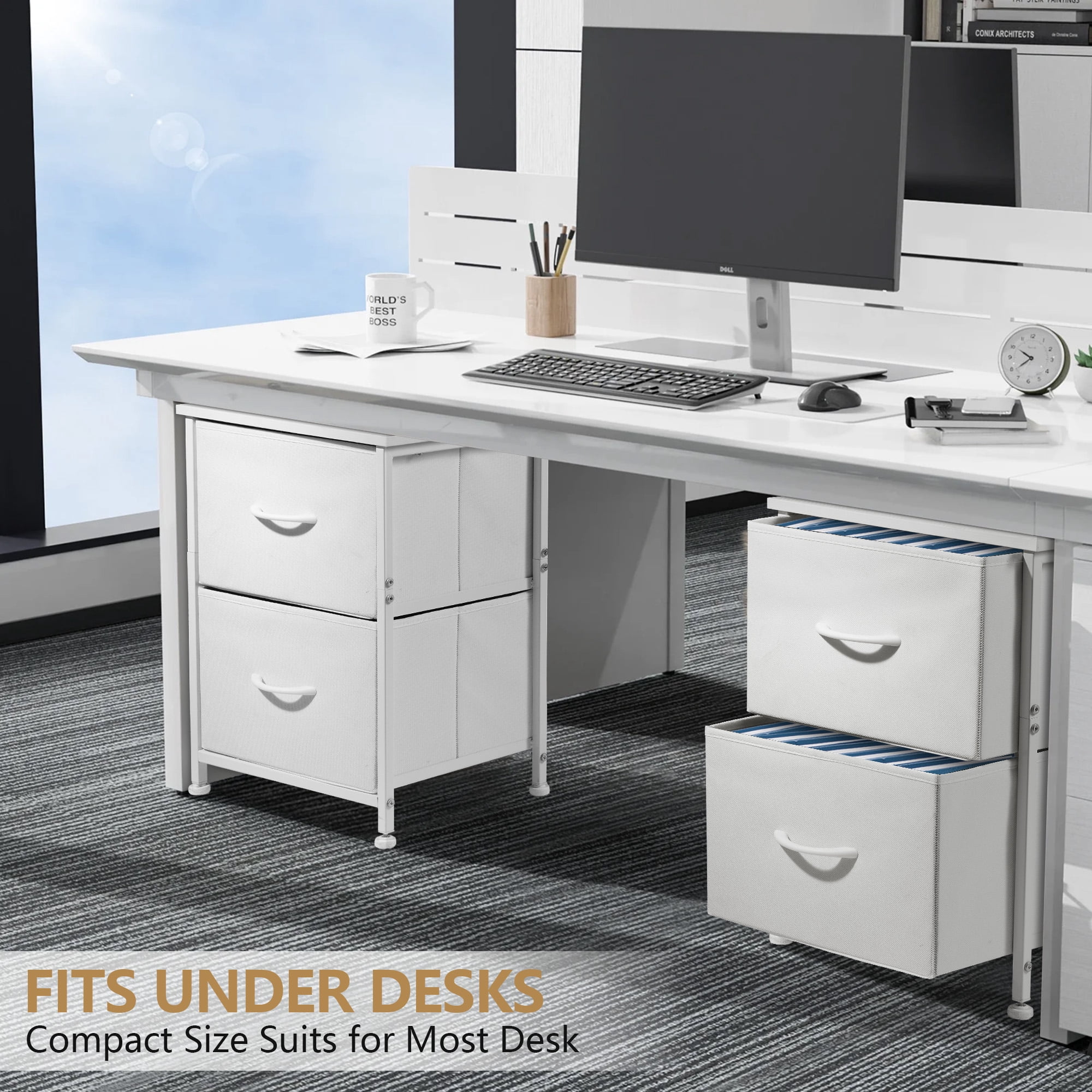 Coliware File Cabinet, Modern Wood Filing Organizer Table with Drawer, Desk Table Cabinet Fits A4 Letter Size, Home Office Furniture for Under Desk Storage, White Printer Stand Table