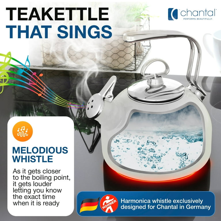 Chantal Tea Kettle Classic Harmonica Whistling Teakettle, 1.8