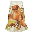 thumbnail image 5 of Fall Wreath Autumn Thanksgiving Pumpkins Long Sleeve Dresses For Women Vintage Elegant Party Dress Oversized V-neck Dress S-8XL, 5 of 7