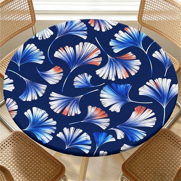 ARTSLION Elastic Tablecloth For Round Tables, Waterproof Tablecover For Up To 36in Round Table, Dining Tablecover For Indoor And Outdoor, Holiday, Blue Bell