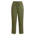 thumbnail image 7 of Oksale Lightweight Pants for Women Petite Breathable Cozy Elastic Waisted Cotton Linen Pants with Pockets Loose Straight Leg Ankle Summer Pants 2026 Army Green M, 7 of 7