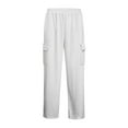 thumbnail image 4 of Dresfit Men's Wide Leg Sweatpants Drawstring Waffle Pants Casual Textured Baggy Dance Sweatpant Loose Fit Textured Vintage Trousers with Pockets White XL, 4 of 8