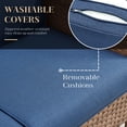 thumbnail image 4 of Gymojoy 3-Seat Wicker Outdoor Patio Sofa Sectional Couch with High Back and Deep Seat(Yellow Wicker & Blue Cushion）, 4 of 9
