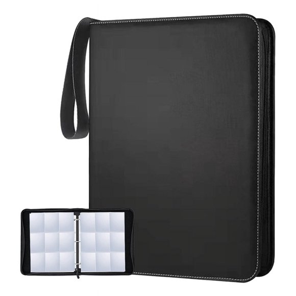 Nvzi Carpeta para tarjetas coleccionables con 900 bolsillos, carpeta para colección de tarjetas con 9 bolsillos, para tarjetas de juego, fútbol y béisbol, color negro