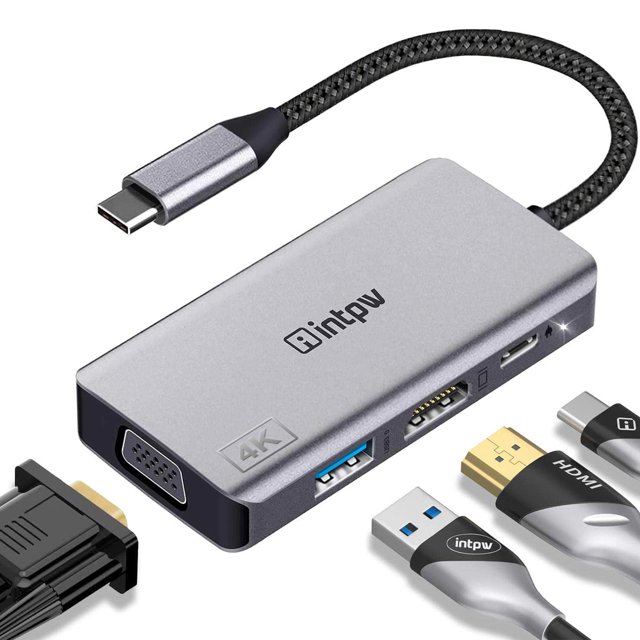 Adaptador USB-C a HDMI VGA INTPW para MacBook Pro/Air/iPad Pro