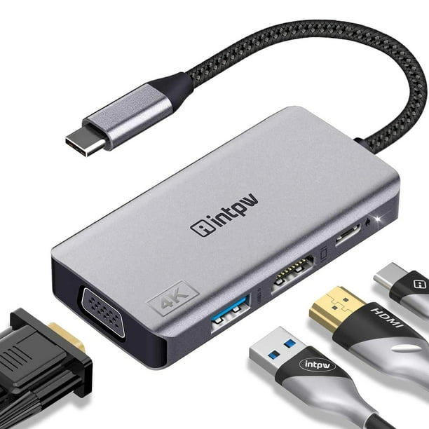 Adaptador USB-C a HDMI VGA INTPW para MacBook Pro/Air/iPad Pro