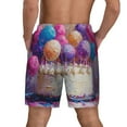 thumbnail image 2 of Lsque Mens Swim Trunks Colorful Balloon Cake Celebration Pattern - Bathing Suit Compression Liner - Beach Swim Shorts Swimwear - (S-3XL) - Stretch Quick Dry -X-Large, 2 of 9