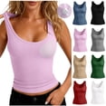 thumbnail image 2 of HAOTAGS Women's Solid Color Built - in Bra Slingback Tank Top,Light Blue 2XL, 2 of 6