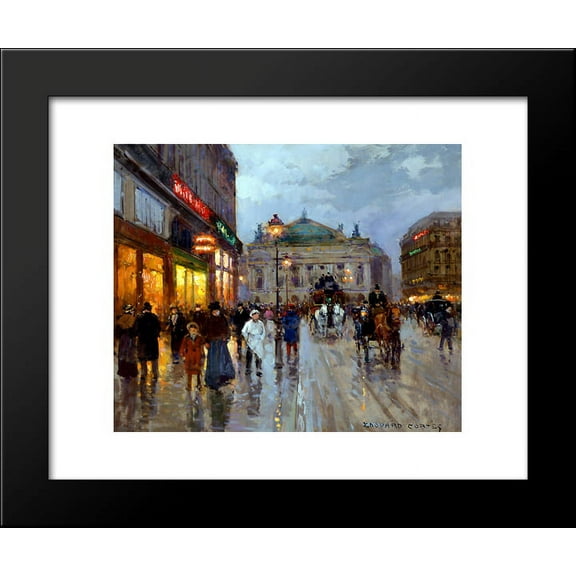 The place de opera 20x24 Framed Art Print by Edouard Cortes